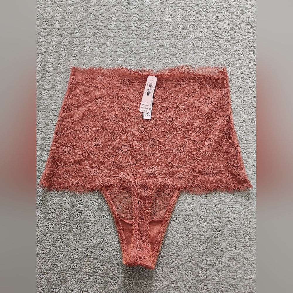 Victoria's Secret‎ Rust Brown Lace High Waist Thong Panties size small NWT